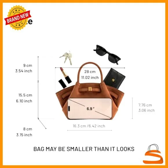 Mini Tote Bag with Shoulder Strap, Polyester Spandex, Gold Hardware - Picture 3 of 7